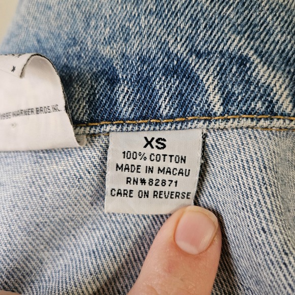 Marvin the Martian Looney Tunes Embroidered Denim Jacket Vintage 90s 1995 XS - Picture 12 of 12